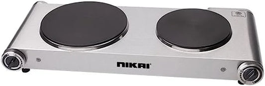 Nikai NKTOE5N2 Double Hot Plate Electric Hob 2500W Silver