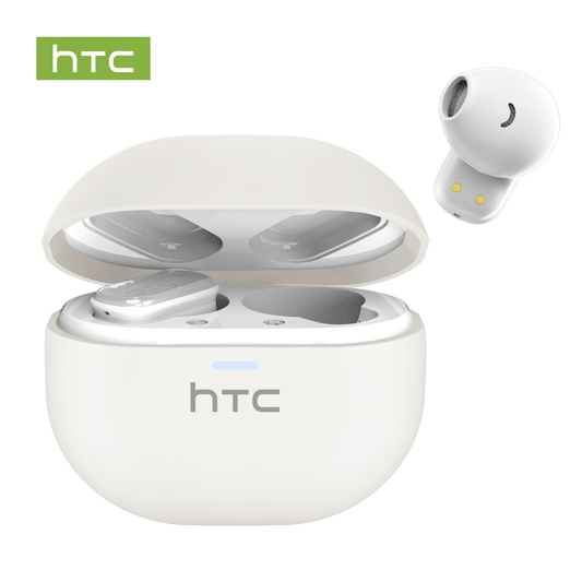 Htc - (Ne16) In-Ear Tws Wireless Earbuds, Bluetooth 6.0, Hifi Stereo Sound, Enc Noise Reduction, Ip54 Water & Dust Resistance, 50-Hour Battery Life, 4.5 Hours Of Music Playback, Touch Controls, Hd Calls, White