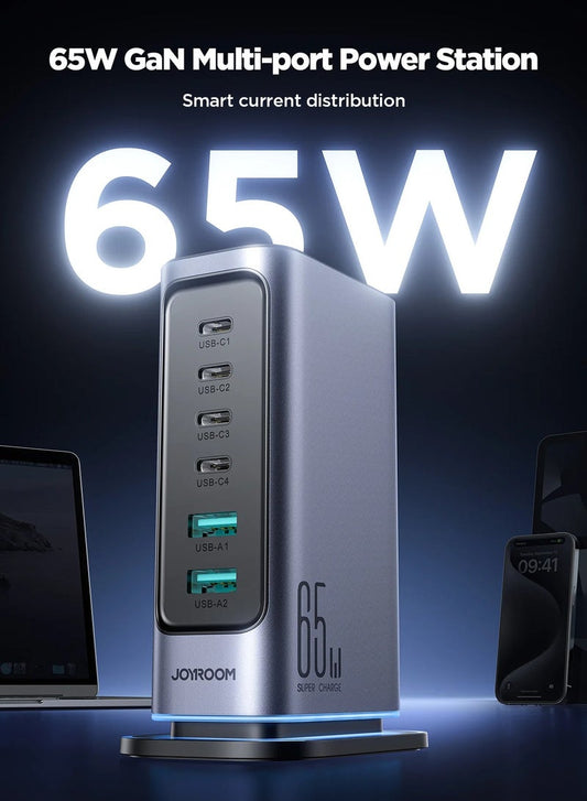 JR-TCM02 65W Gan Multi-Port Charger Black
