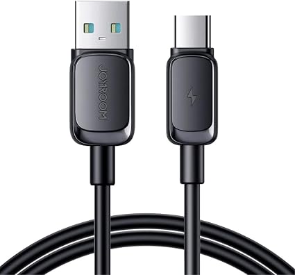 JR-S-A14 كابل شحن متعدد الألوان سلسلة 3 أمبير (USB A+C) 1.2 متر-أسود