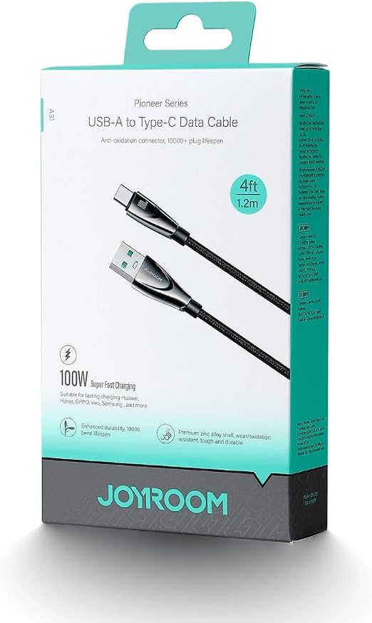 سلك شحن سريع JR-S-A31 سلسلة بايونير 100 واط (A+C) 1.2 متر