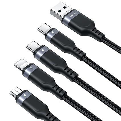 سلسلة S-A18 متعددة الاستخدامات كابل بيانات 4 في 1 USB-A إلى Type-C*2 + Type-C + Micro بقدرة 3.5 أمبير وبطول 1.2 متر - أسود