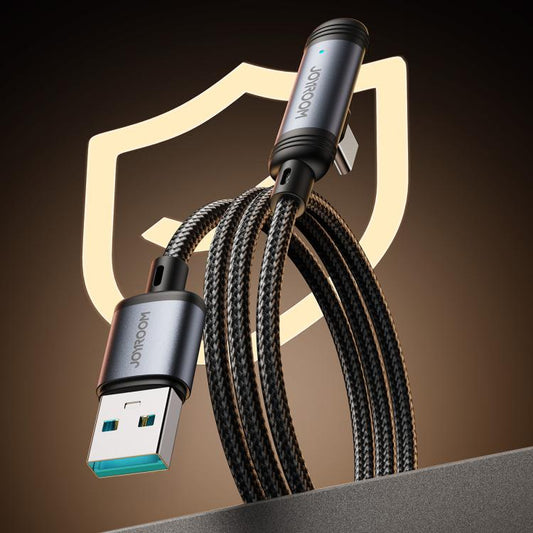 S-A56 كابل بيانات شحن سريع 90 درجة من سلسلة EnjoyX (USB-A إلى Type-C 3 أمبير) 1.2 متر - أسود