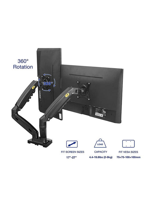 NB North Bayou Dual Monitor Desk Mount Stand Full Motion Swivel Computer Monitor Arm for Two Screens 17-27 Inch with 4.4~19.8lbs Load Capacity for Each Display F160 Black