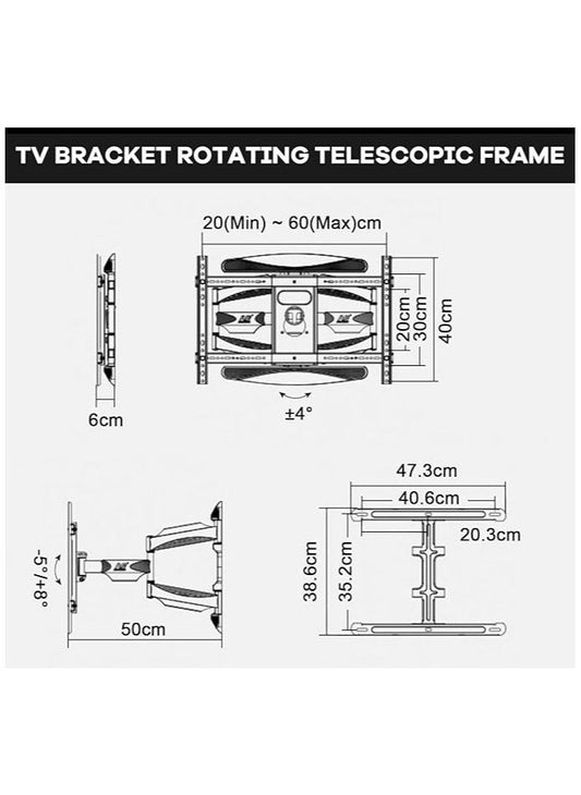 NB ERGONOMIC Wall Mounted TV Stand, Adjustable& Strechable Steel Wall Bracket, Universal Stand for TVs Monitor Screens (NB-P65)