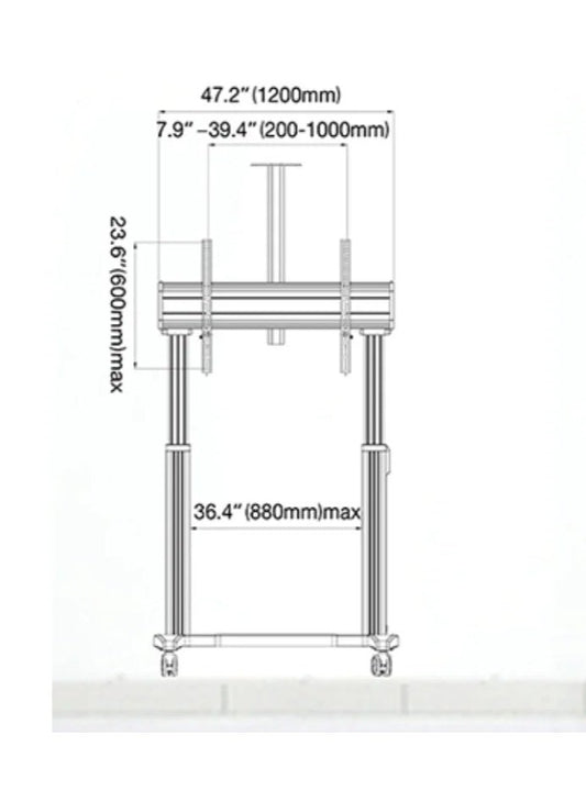 Adjustable Electric Motorized LCD TV Floor Stand Mount Mobile TV Trolley Cart (Model V150)