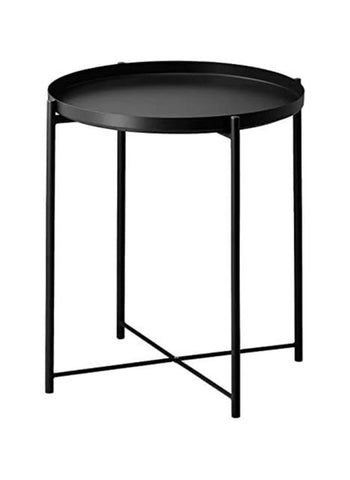 Tray Table Folding Round Metal Steel Side Table Coffee Table For Living Room 52x48x4cm
