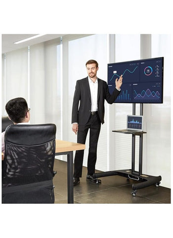 NB ERGONOMIC Mobile TV Cart Rooling TV Stand with Wheels for 32 to 75 Inch LCD LED OLED Plasma Flat Panel Screens up to 100lbs AVA1500-60-1P (Black)