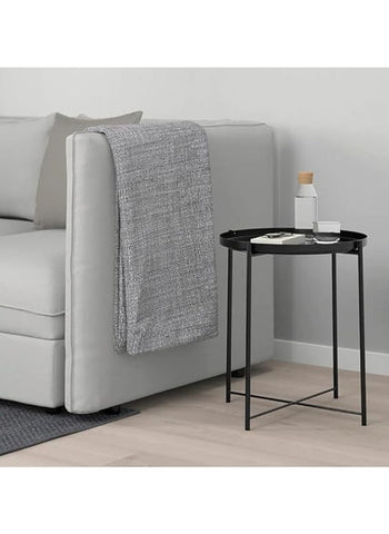 Tray Table Folding Round Metal Steel Side Table Coffee Table For Living Room 52x48x4cm