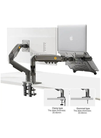 NB ERGONOMIC Laptop Mount with Adjustable Tray for 10-17 Notebook Full Motion Arm with VESA Plate for 17-30 Monitor Mounting F160-FP
