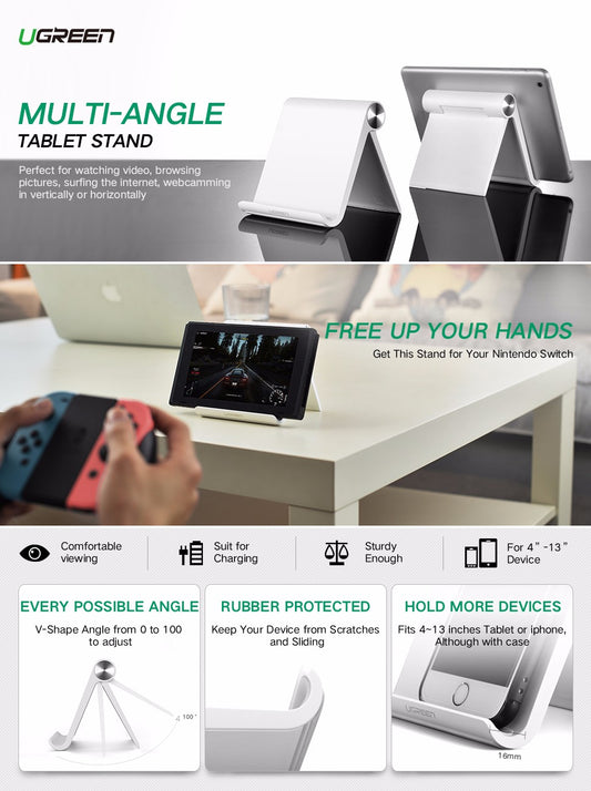 Ugreen Desktop Tablet Stand Multi-Angle Adjustment White