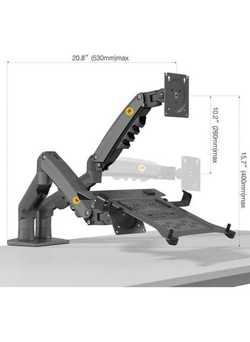 NB ERGONOMIC Laptop Mount with Adjustable Tray for 10-17 Notebook Full Motion Arm with VESA Plate for 17-30 Monitor Mounting F160-FP