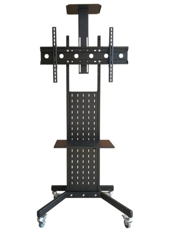 Mobile TV Stand with Wheels Rolling TV Cart Floor TV Trolley for 32-70 Inch LCD LED Flat Curved Screen, Height Adjustable Portable TV Stand Movable Tilt Holder Holds up to 50kg with Media Shelf Tray