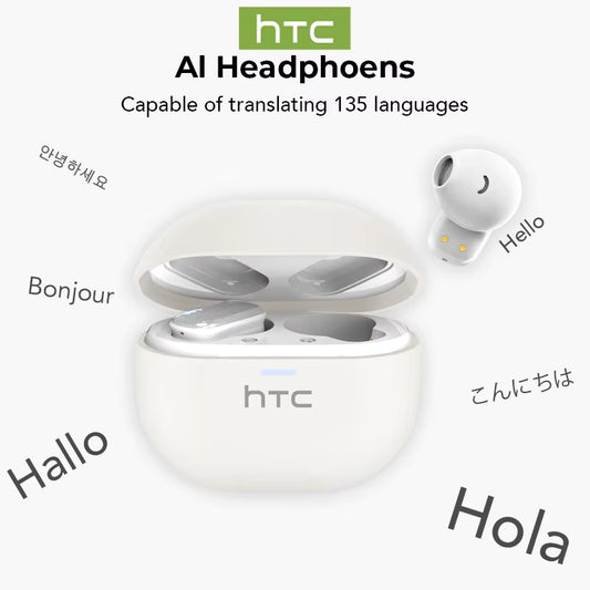 Htc - (Ne16) In-Ear Tws Wireless Earbuds, Bluetooth 6.0, Hifi Stereo Sound, Enc Noise Reduction, Ip54 Water & Dust Resistance, 50-Hour Battery Life, 4.5 Hours Of Music Playback, Touch Controls, Hd Calls, White