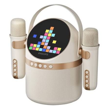 Philips Bluetooth Karaoke Speaker System – Dual Wireless Microphones – Built-in Sound Effects – LED Light Modes