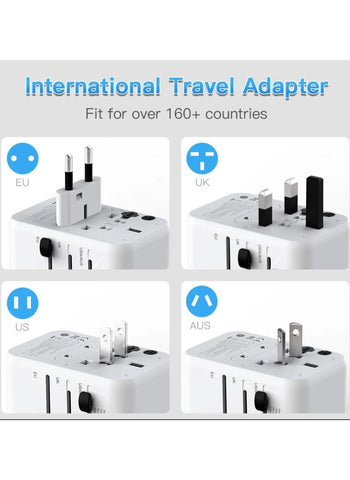 HOMECREW 45W Fast Wall Charger World Universal Travel Adapter with 3 x USB, 2 Type-C