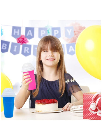 Slushy Maker Cup,Magic Quick Frozen Smoothies Cup, Cooling Cup, Double Layer Squeeze Slushy Maker Cup, Homemade Milk Shake Ice Cream Maker (Blue)