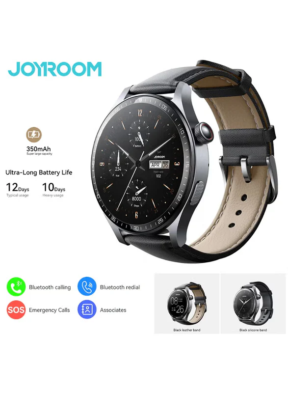 350 mAh JR-FC2 Pro 48mm Stylish Smart Watch for Men & Women, 350mAh Classic Series – Bluetooth Calling, Fitness & Sleep Tracking, Heart Rate Monitor, Waterproof IP68, Multi-Language (Arabic/English), App Notifications Grey