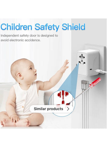 HOMECREW 45W Fast Wall Charger World Universal Travel Adapter with 3 x USB, 2 Type-C