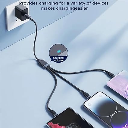 S-A18 كابل بيانات متعدد الاستخدامات سلسلة 3.5 أمبير USB-A إلى Lightning+TypeC+Micro 3 في 1 بطول 1.2 متر - أسود