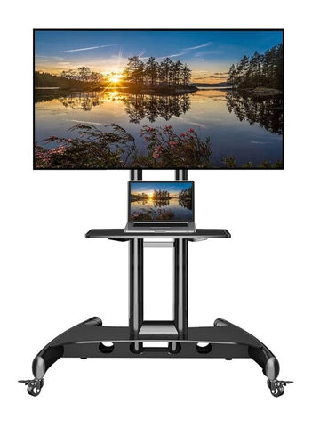 NB ERGONOMIC Mobile TV Cart Rooling TV Stand with Wheels for 32 to 75 Inch LCD LED OLED Plasma Flat Panel Screens up to 100lbs AVA1500-60-1P (Black)