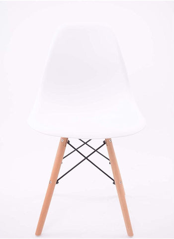 كرسي عصري بأرجل خشبية للمكتب والمطبخ وغرفة المعيشة وغرفة الطعام باللون الأبيض 