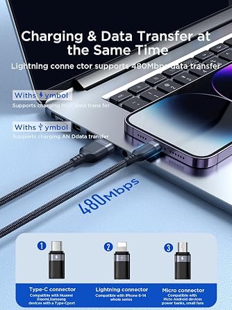 سلسلة S-A18 متعددة الاستخدامات كابل بيانات 4 في 1 USB-A إلى Type-C*2 + Type-C + Micro بقدرة 3.5 أمبير وبطول 1.2 متر - أسود