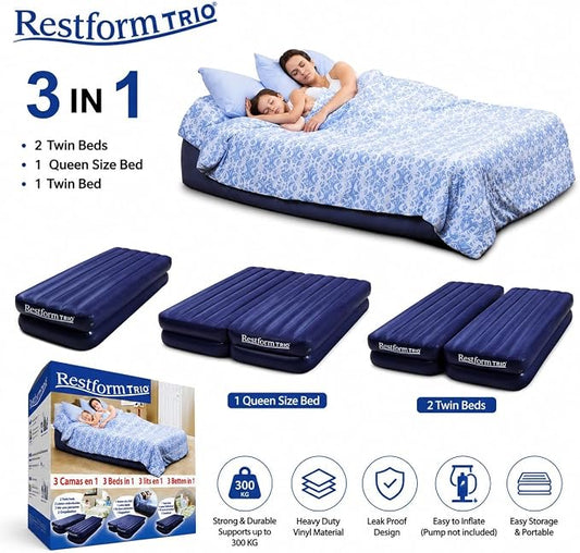 Queen 3-in-1 Air Mattress with Electric Pump – Versatile Airbed