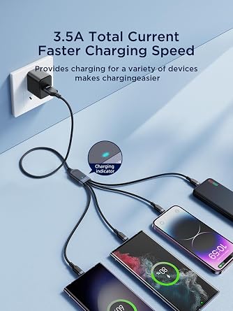 سلسلة S-A18 متعددة الاستخدامات كابل بيانات 4 في 1 USB-A إلى Type-C*2 + Type-C + Micro بقدرة 3.5 أمبير وبطول 1.2 متر - أسود