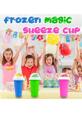 Slushy Maker Cup,Magic Quick Frozen Smoothies Cup, Cooling Cup, Double Layer Squeeze Slushy Maker Cup, Homemade Milk Shake Ice Cream Maker (Blue)