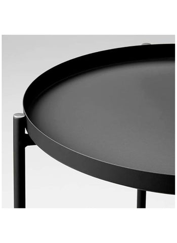 Tray Table Folding Round Metal Steel Side Table Coffee Table For Living Room 52x48x4cm