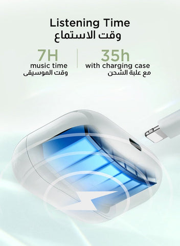 JR-T03S 2024 New Style TWS In-Ear Earphones, Low Latency, In-Ear Detection, One-Click Connection, Heavy Bass, Hifi, HD Mic Wireless Earbuds With Power Box With Replacement Ear Tips White