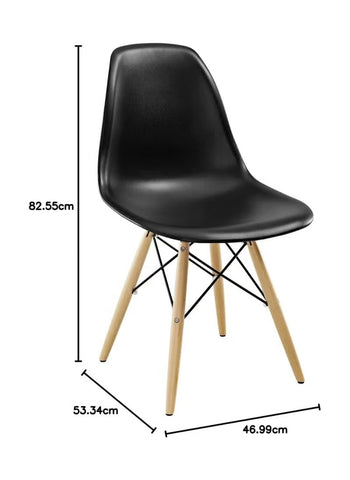 Modern Chair With Wood Legs For Office Kitchen Living Dining Room Black