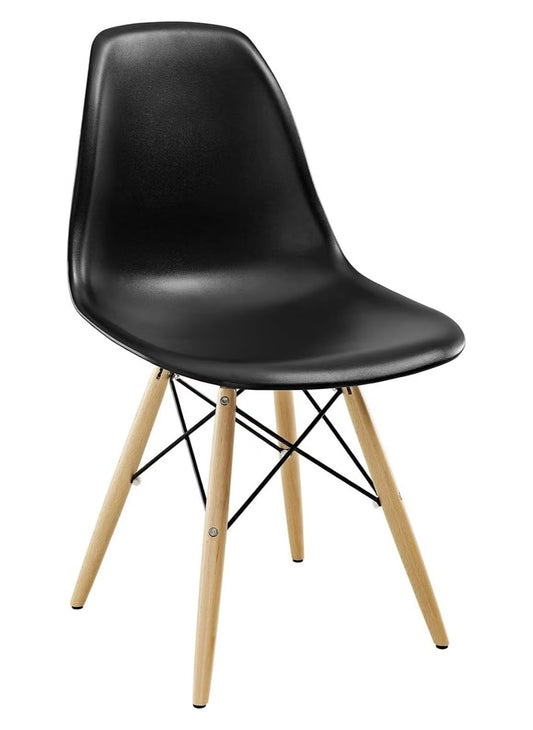 Modern Chair With Wood Legs For Office Kitchen Living Dining Room Black