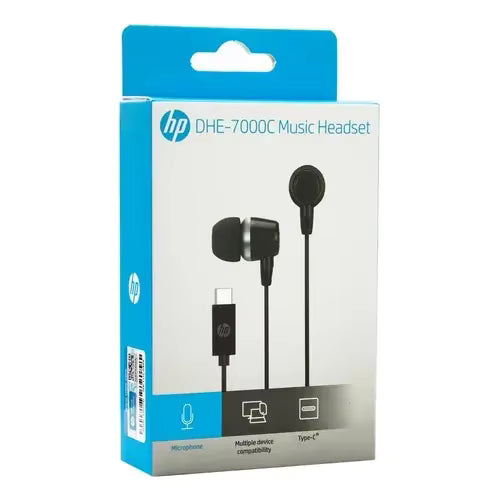 سماعة أذن سلكية HP DHE-7000C منفذ Type-C مع ميكروفون مدمج ووحدة تحكم