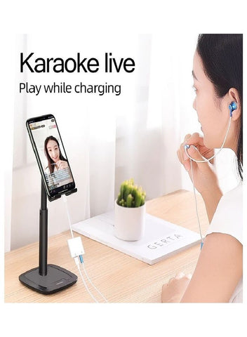 2 In 1 3.5mm Lightning To Audio Headphone And Jack Adapter Splitter For Apple iPhone White