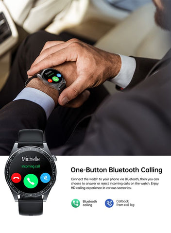 Classic Series Waterproof IP68 Call Function Health Monitoring HD Display Smart Watch 220mAh With Black