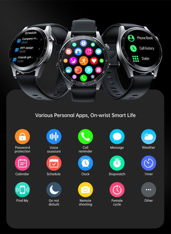 Classic Series Waterproof IP68 Call Function Health Monitoring HD Display Smart Watch 220mAh With Black