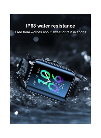 Smart Watch Answer Make Calls 1.85 Inch Fitness Tracker With Bluetooth Dial Calls Heart Rate Sleep Monitor Pedometer IP68 Waterproof For Android Phones Black