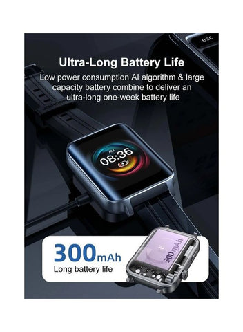 Smart Watch Answer Make Calls 1.85 Inch Fitness Tracker With Bluetooth Dial Calls Heart Rate Sleep Monitor Pedometer IP68 Waterproof For Android Phones Black