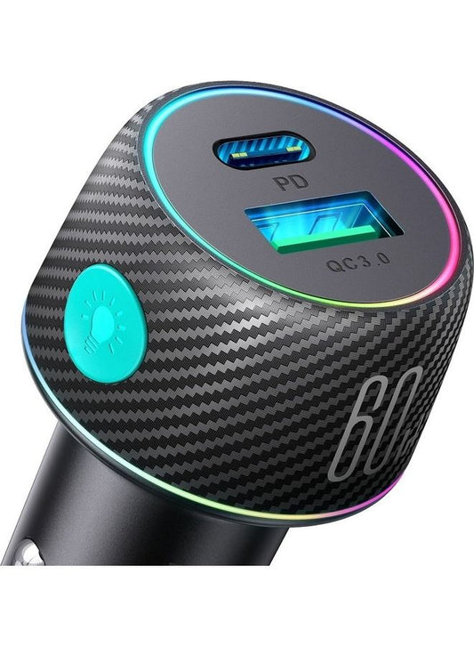 Usb C 60W 2-Port Super Fast Adapter PD+QC 3.0 And Pps 25W Fast Car Charger For Iphone 14/13/12 Ipad Pro Samsung Galaxy S22 21 Pixel 7 Moto Black