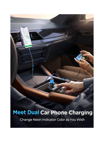 Usb C 60W 2-Port Super Fast Adapter PD+QC 3.0 And Pps 25W Fast Car Charger For Iphone 14/13/12 Ipad Pro Samsung Galaxy S22 21 Pixel 7 Moto Black