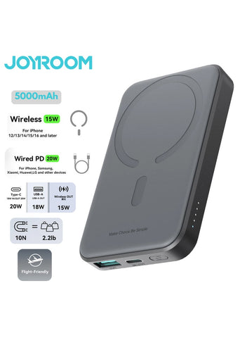 5000 mAh Mini 20w Power Bank Boost Charge Magnetic Wireless, Magsafe, Battery Pack For iPhone 15, 14, 13, 12 Series Black