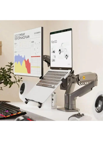 NB ERGONOMIC Laptop Mount with Adjustable Tray for 10-17 Notebook Full Motion Arm with VESA Plate for 17-30 Monitor Mounting F160-FP