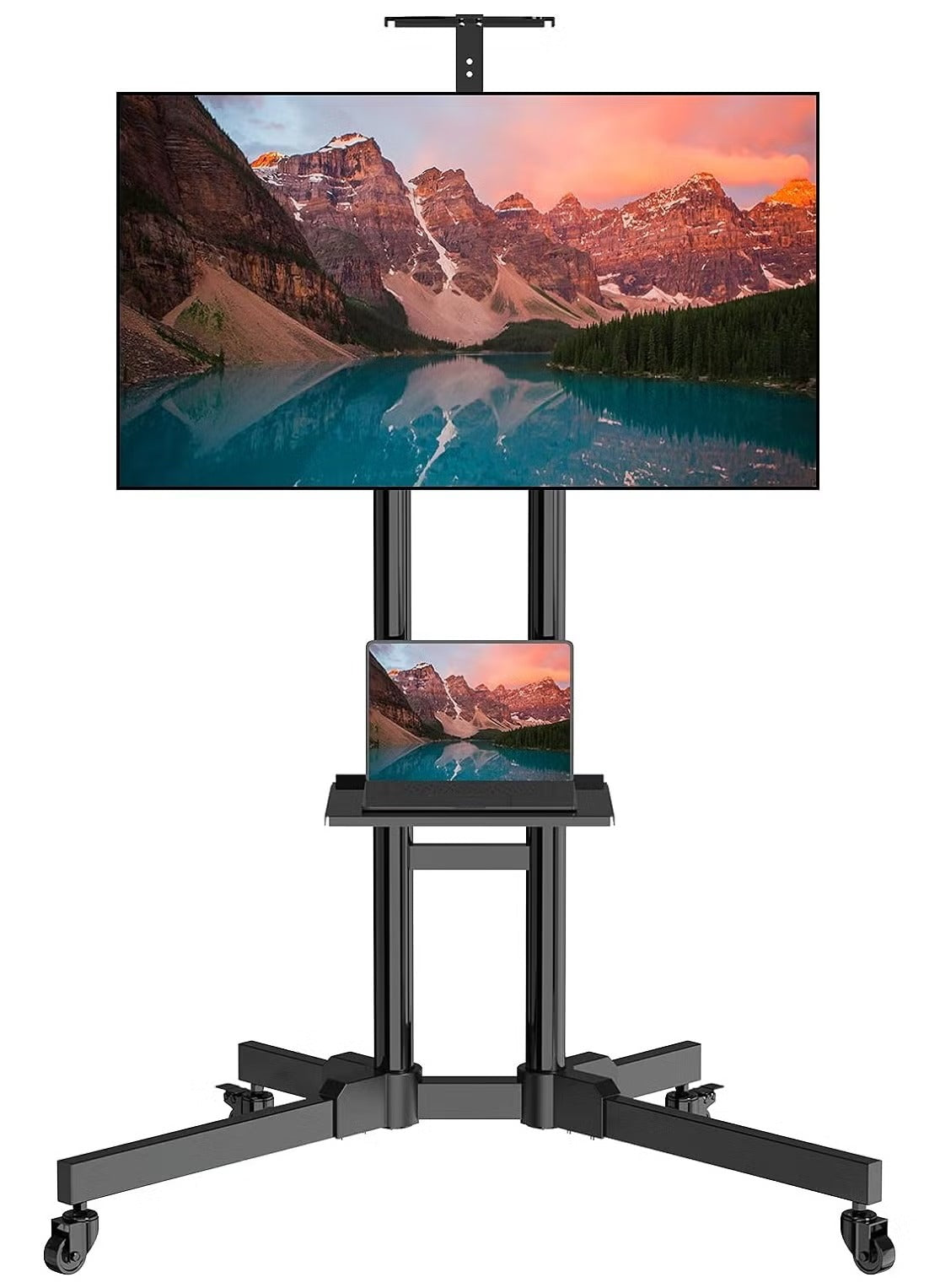 Mobile TV Stand for 32-70 inch LCD LED Flat Panel Curved Screen, Height Adjustable Shelf Rolling Floor Stand with Wheels as a Movable Portable Stand, Max VESA 700x460mm