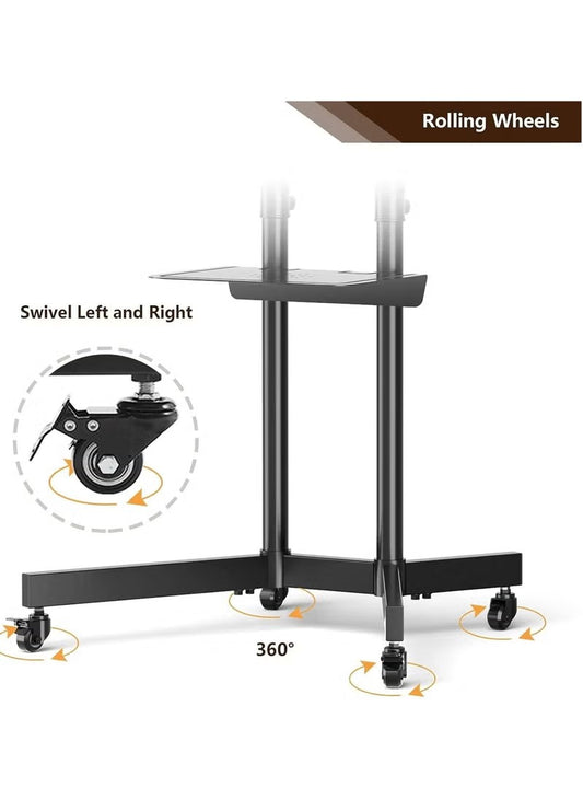 Mobile TV Stand for 32-70 inch LCD LED Flat Panel Curved Screen, Height Adjustable Shelf Rolling Floor Stand with Wheels as a Movable Portable Stand, Max VESA 700x460mm