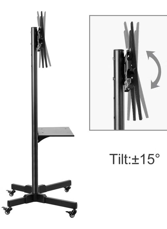 Mobile TV Stand for 32-70 inch LCD LED Flat Panel Curved Screen, Height Adjustable Shelf Rolling Floor Stand with Wheels as a Movable Portable Stand, Max VESA 700x460mm