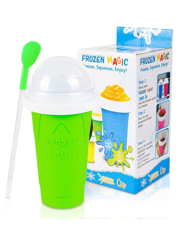 Slushy Maker Cup,Magic Quick Frozen Smoothies Cup, Cooling Cup, Double Layer Squeeze Slushy Maker Cup, Homemade Milk Shake Ice Cream Maker (Blue)