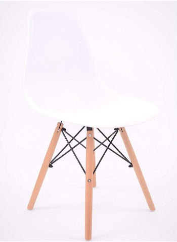 كرسي عصري بأرجل خشبية للمكتب والمطبخ وغرفة المعيشة وغرفة الطعام باللون الأبيض 