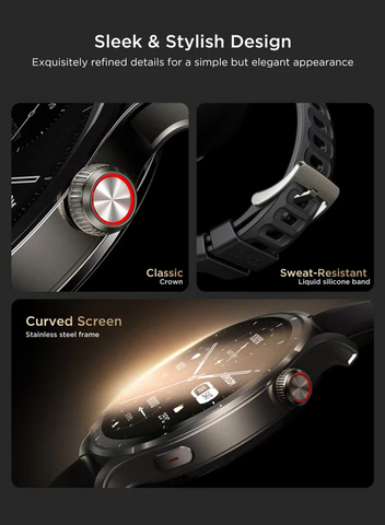 300 mAh 300 mAh JR-FV1 Smart Watch Can Make And Receive Calls 1.43-Inch HD Screen Bluetooth Connection Fitness Monitoring For Men And Women Compatible With Apple And Android Metal Silicone Strap Space Grey